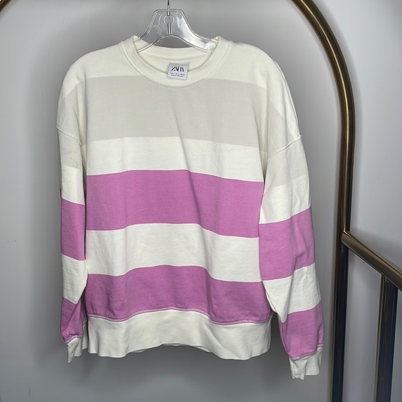 Zara | Striped Print Sweatshirt - Purple & White - Picture 8 of 12